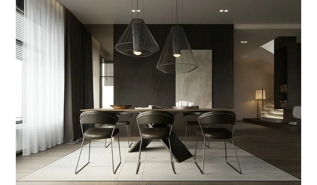 Comedor contemporáneo en tonos oscuros